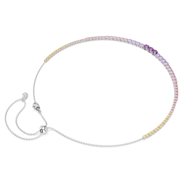 Matrix Tennis necklace Gradient of round cuts, Multicolored, Rhodium plated